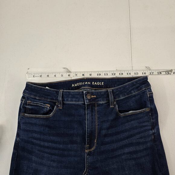 American Eagle high-rise skinny kick jeans blue denim womens next level 14 long - Picture 3 of 11